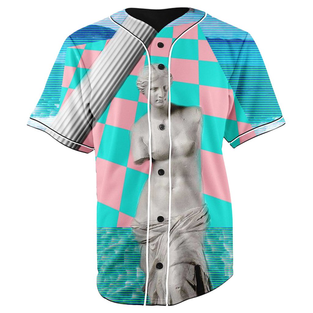 Vaporwave Button Up Baseball Jersey