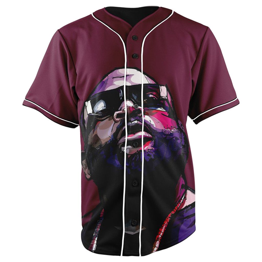 Rick Ross Burgundy Button Up Baseball Jersey