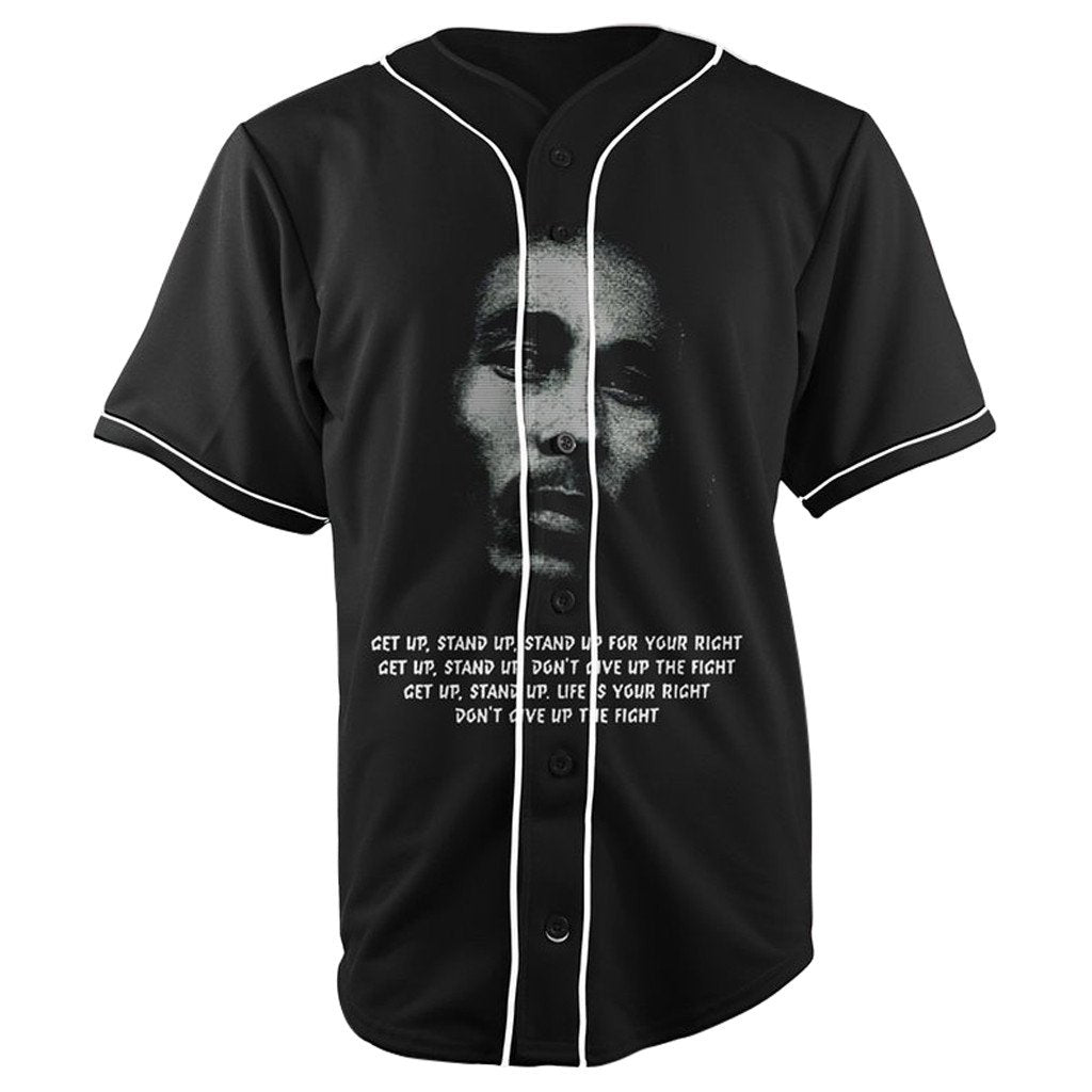 RIP Bob Marley Black Button Up Baseball Jersey