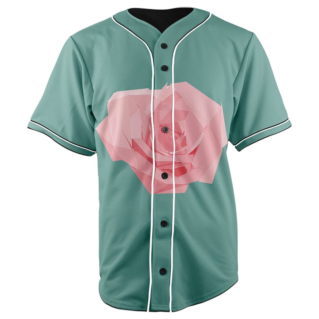 Pink Rose Button Up Baseball Jersey