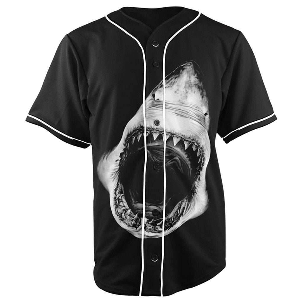 Shark HD Black Button Up Baseball Jersey
