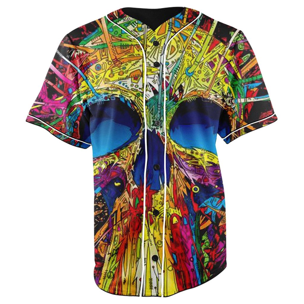 Skull Life Button Up Baseball Jersey