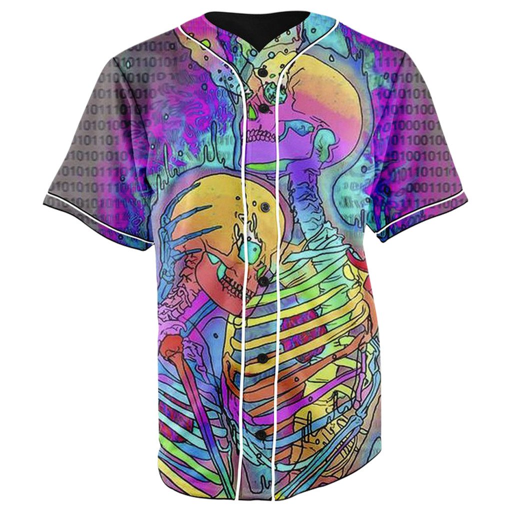 Skeletons In Love Button Up Baseball Jersey
