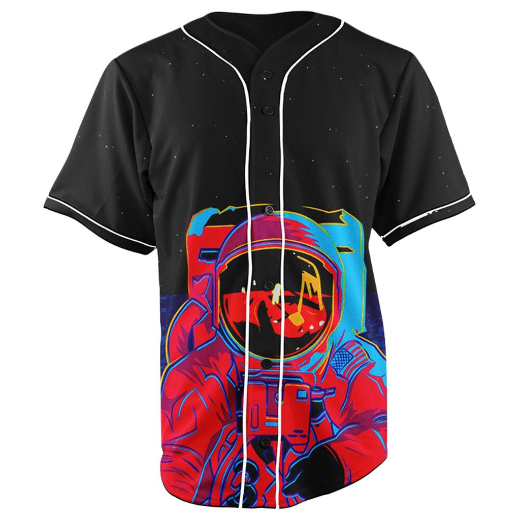 Space Swag Astronaut Black Button Up Baseball Jersey
