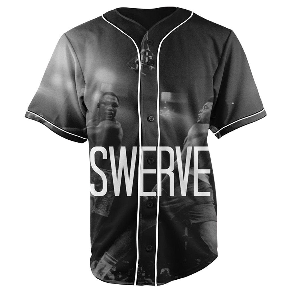 Muhammad Ali Swerve Black Button Up Baseball Jersey