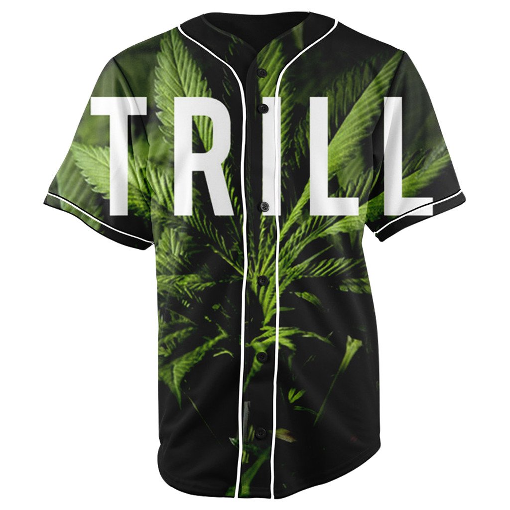 Trill Pot Smoker Black Button Up Baseball Jersey