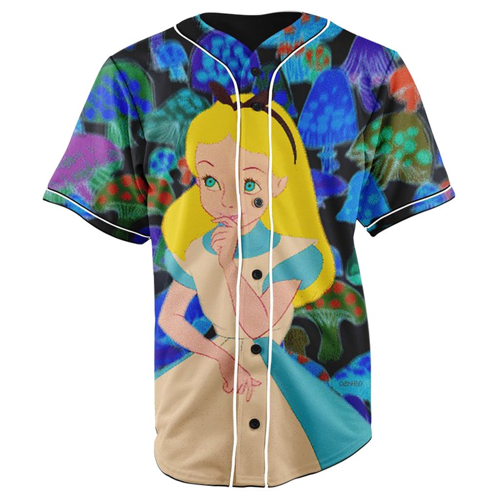 Alice's Trippy Adventures in Wonderland Button Up Baseball Jersey