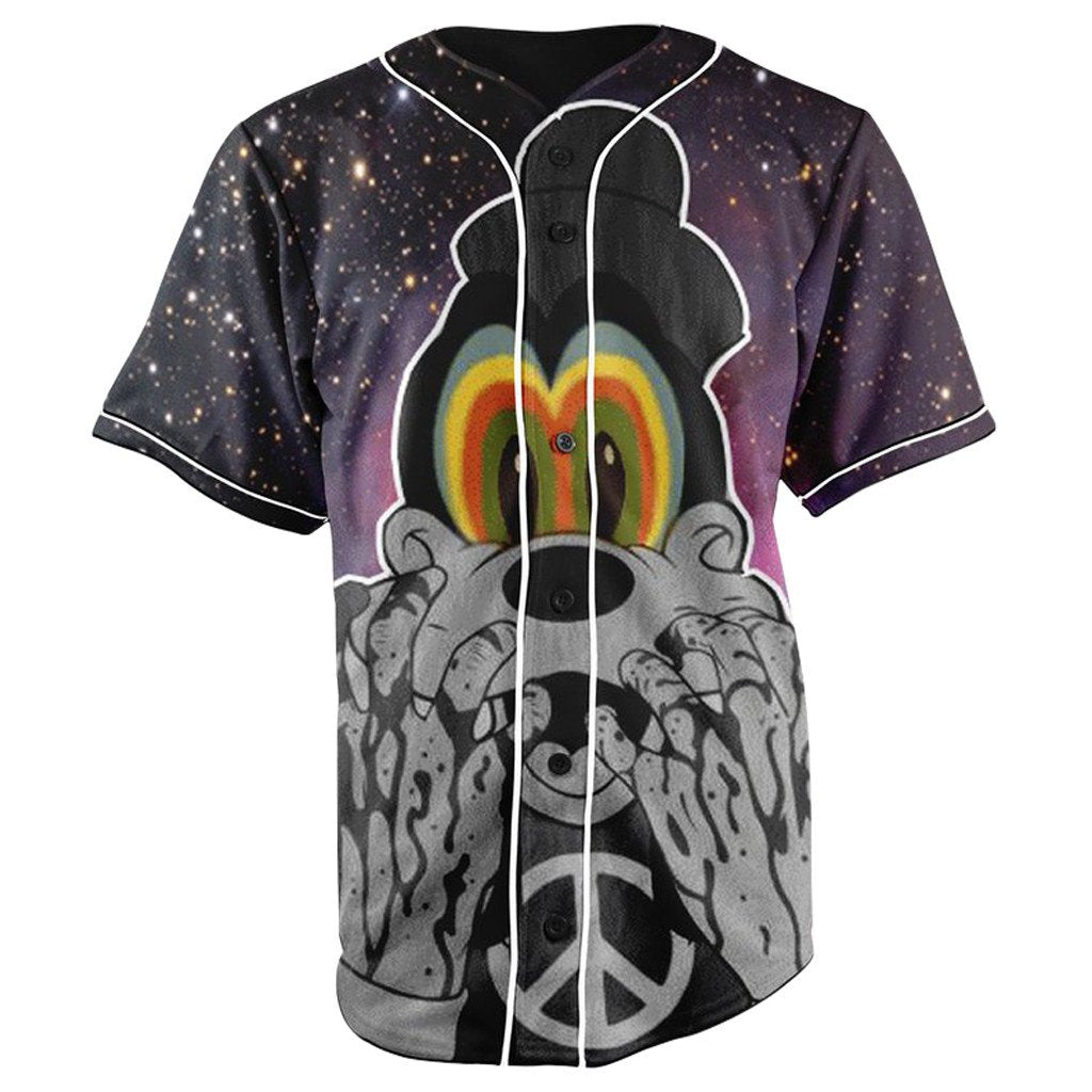 Trippy Goofy In Space Button Up Baseball Jersey