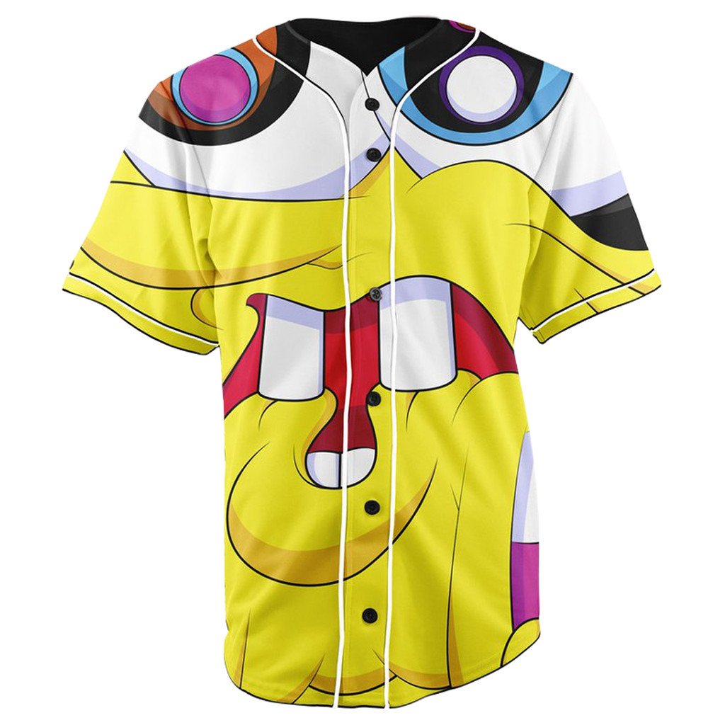 Trippy SpongeBob SquarePants Face Yellow Button Up Baseball Jersey
