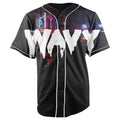Wavy Black Button Up Baseball Jersey