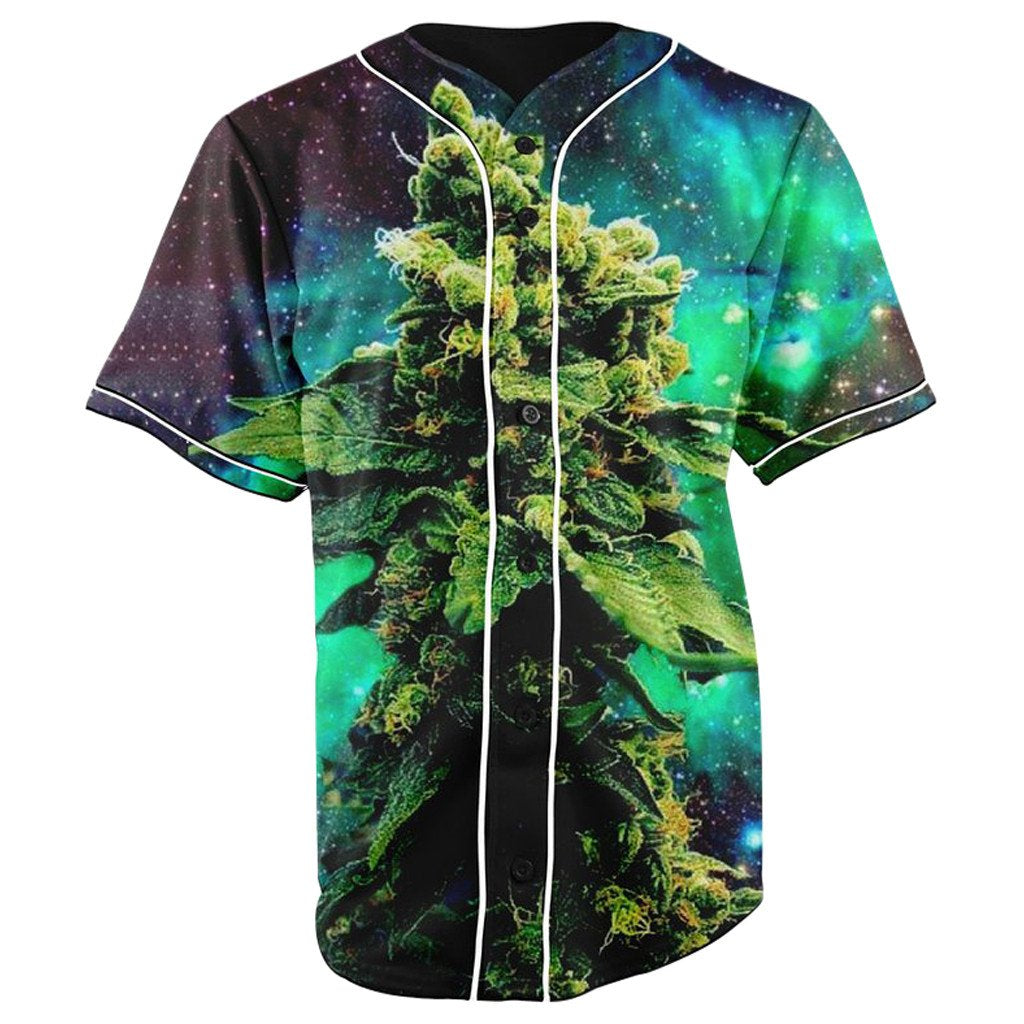 Weed Galaxy Button Up Baseball Jersey