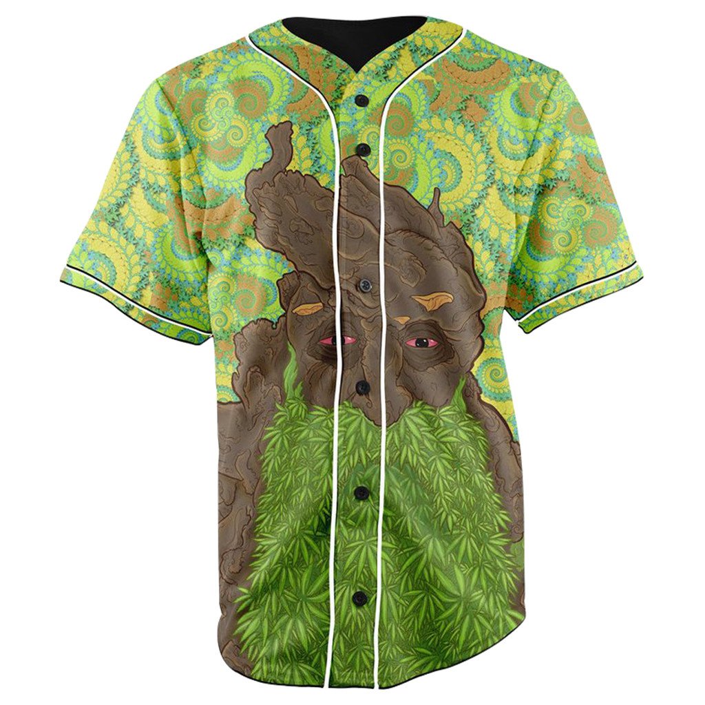 Weed Man Green Button Up Baseball Jersey