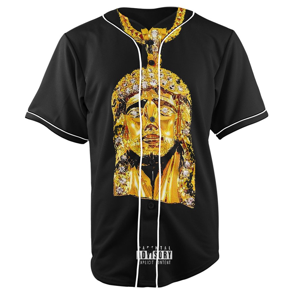 Yeezus Piece Black Button Up Baseball Jersey