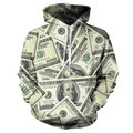One Hundred Dollar Bill Collage Hoodie