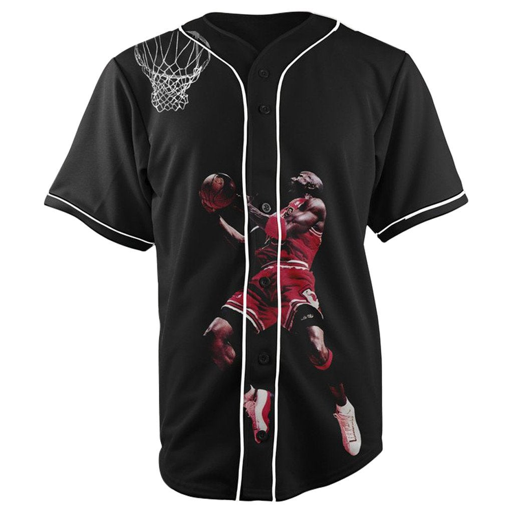 Michael Jordan V2 Black Button Up Baseball Jersey