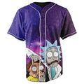 Galaxy Rick and Morty Blue Button Up Baseball Jersey