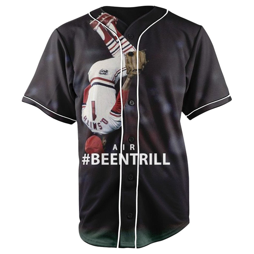 Air Been Trill Ozzie Smith Black Button Up Baseball Jersey
