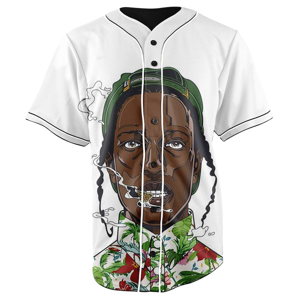 Asap Rocky White Button Up Baseball Jersey