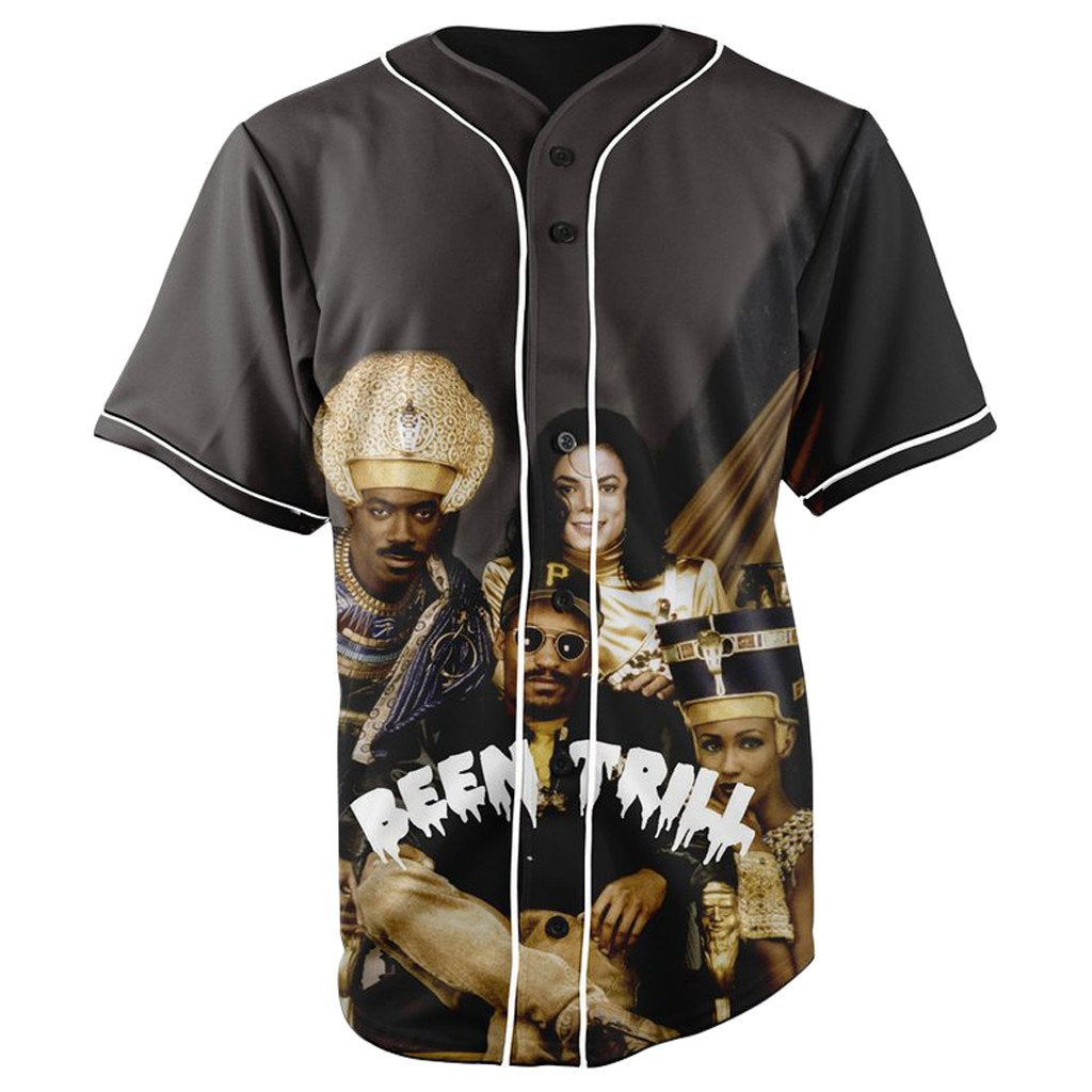 Been Trill Royalty Black Button Up Baseball Jersey