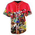 Hip Hop Collage Red Button Up Baseball Jersey