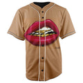 Girly Grillz Brown Button Up Baseball Jersey