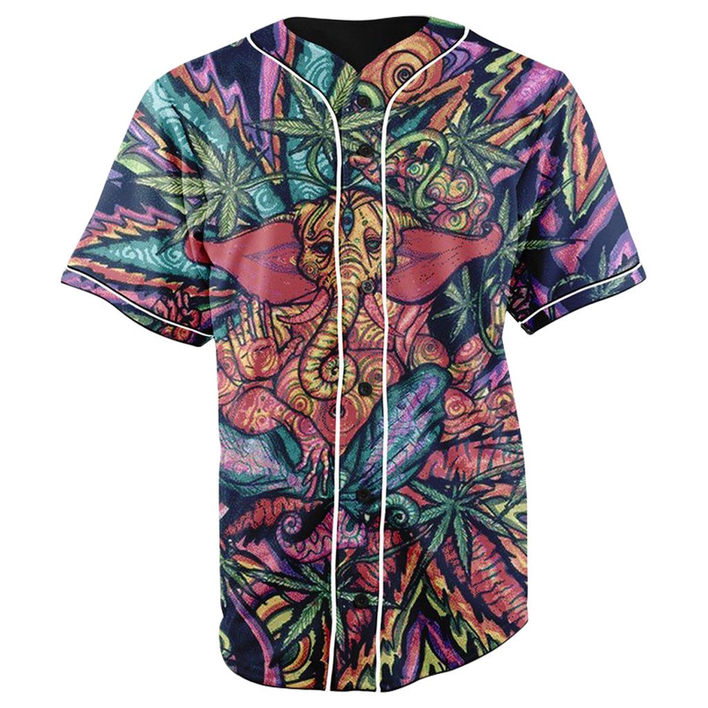 Hindu God Purple Button Up Baseball Jersey