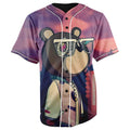 Kanye West Graduation Bear Purple Button Up Baseball Jersey