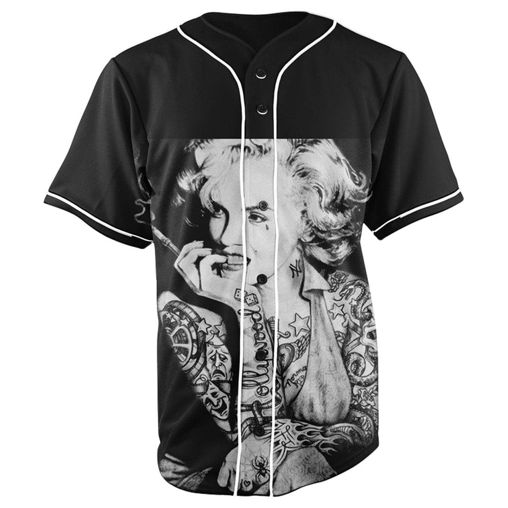 Marilyn Monroe Black Button Up Baseball Jersey