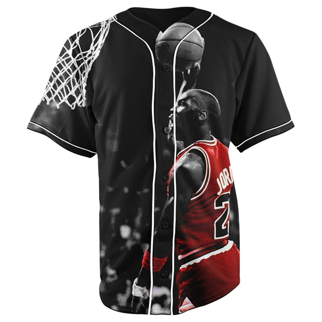Michael Jordan Black Button Up Baseball Jersey