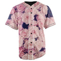 Pink Roses Button Up Baseball Jersey