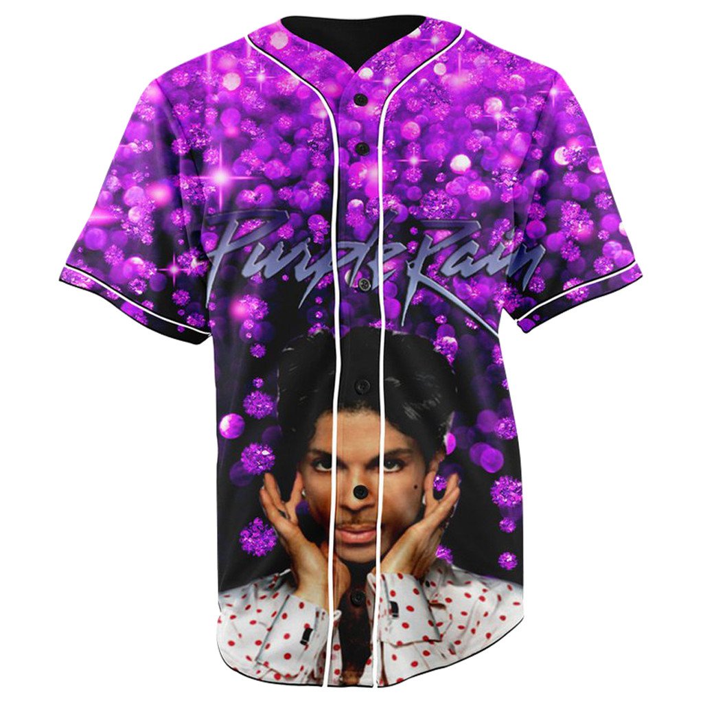 Prince Purple Rain Button Up Baseball Jersey