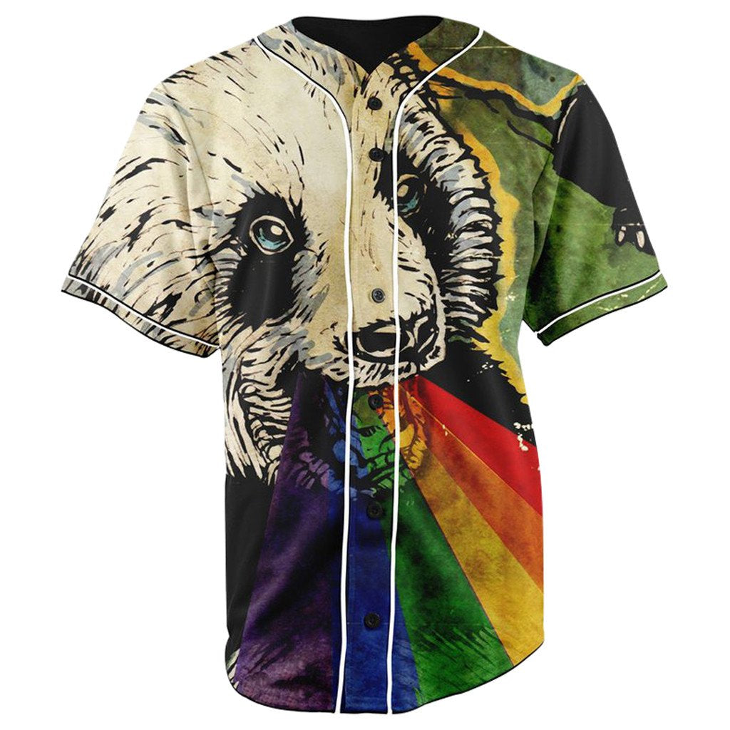 Rainbow Panda Button Up Baseball Jersey