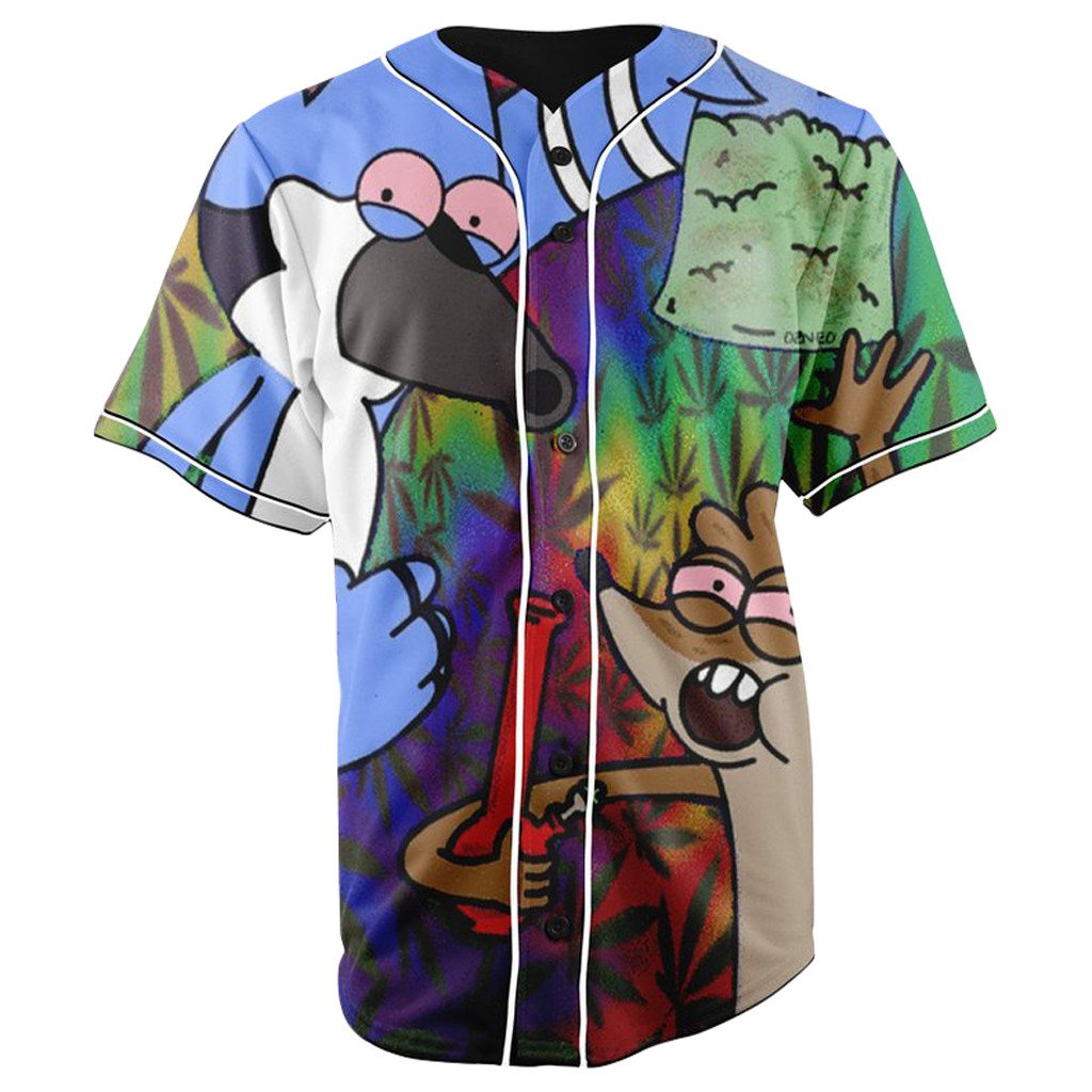 Regular Show Blue Button Up Baseball Jersey