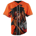 Travis Scott Orange Button Up Baseball Jersey