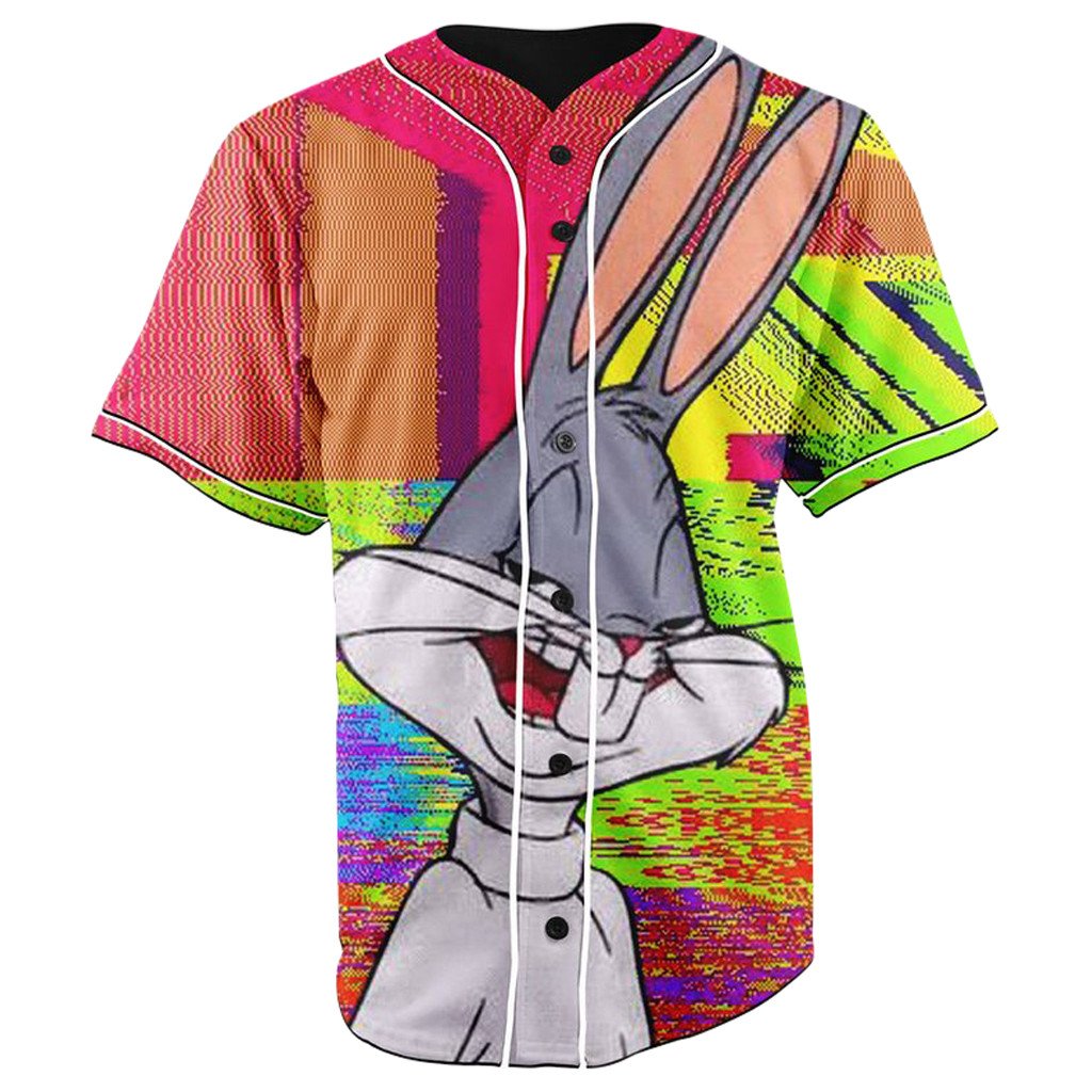Trippy Bugs Bunny Pink Button Up Baseball Jersey