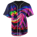 Trippy Cheshire Cat Dark Blue Button Up Baseball Jersey