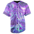 Trippy Waves Purple Button Up Baseball Jersey
