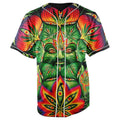 Weed God Green Button Up Baseball Jersey