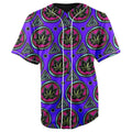 Weed Leaf Chief Blue Button Up Baseball Jersey