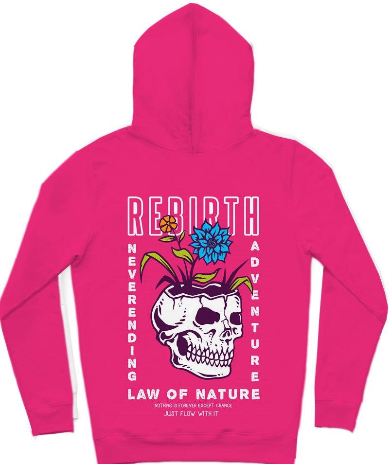 Law Of Nature Trendy All-Over Print Solid Cerise Hoodie