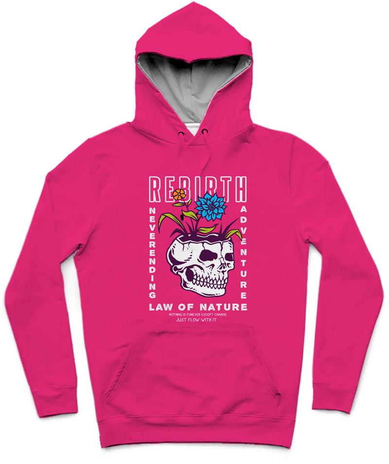 Law Of Nature Trendy All-Over Print Solid Cerise Hoodie