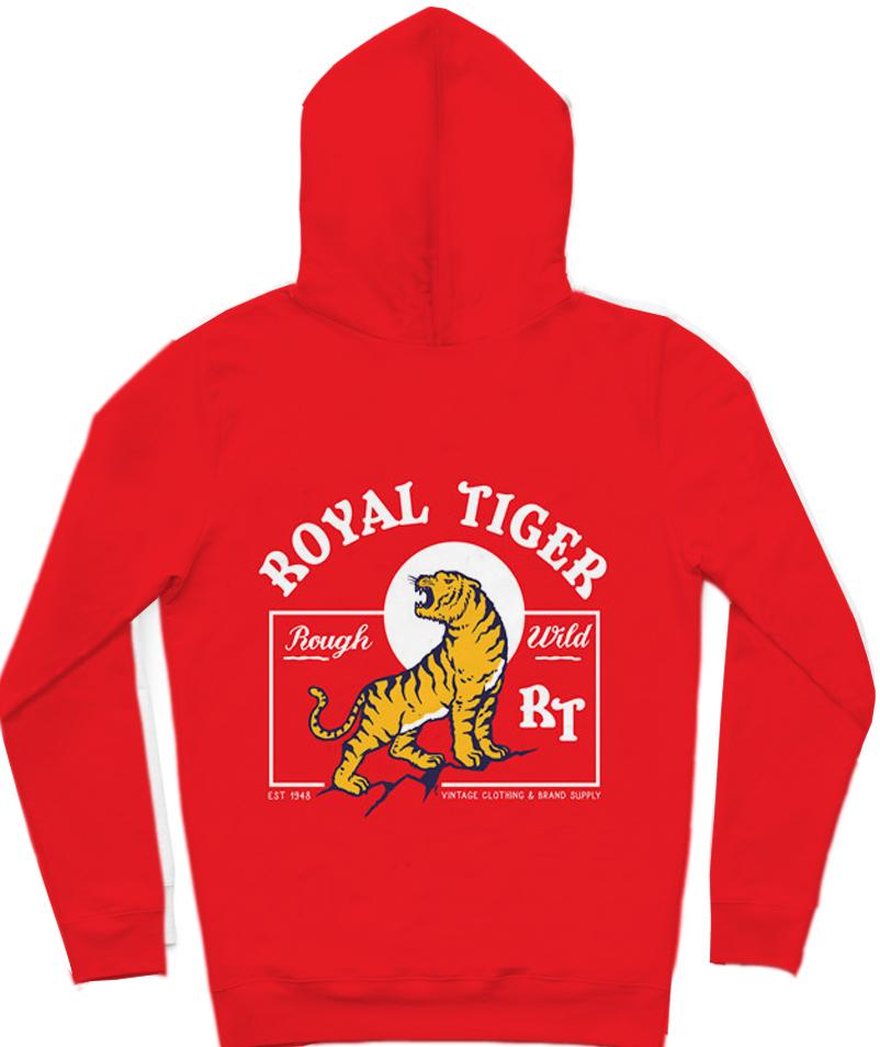 Royal Tiger Trendy All-Over Print Solid Red Hoodie