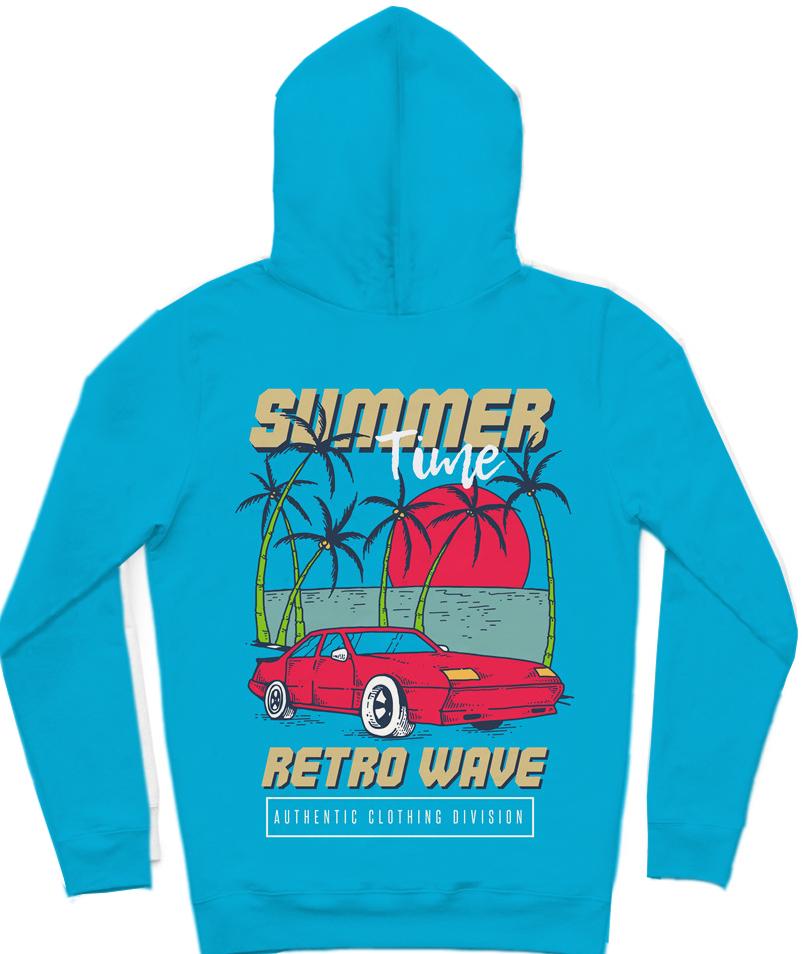 Summer Time III Trendy All-Over Print Solid Iris Blue Hoodie