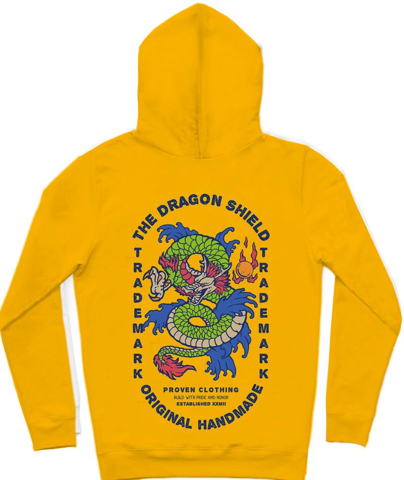 The Dragon Shield Trendy All-Over Print Solid Orange Hoodie