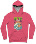 Retro Wave Trendy All-Over Print Solid Hot Pink Hoodie