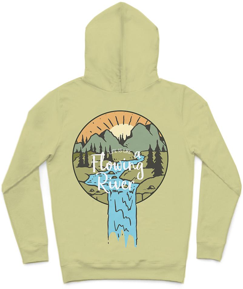 Flowing River Trendy All-Over Print Solid Green Mist Hoodie