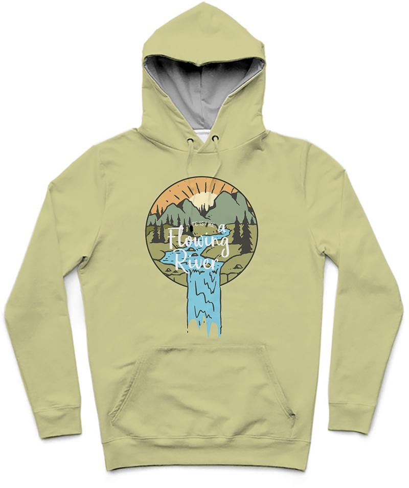 Flowing River Trendy All-Over Print Solid Green Mist Hoodie