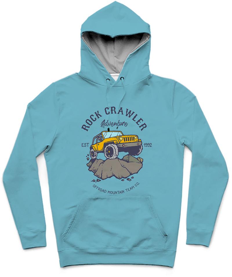 Rock Crawler Trendy All-Over Print Solid Glacier Hoodie
