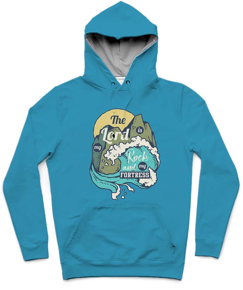 The Lord Is My Rock Trendy All-Over Print Solid Scooter Hoodie