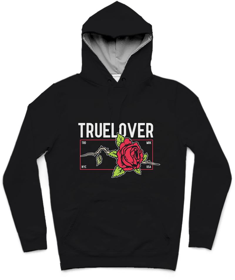 The True Lover III Trendy All-Over Print Solid Black Russian Hoodie